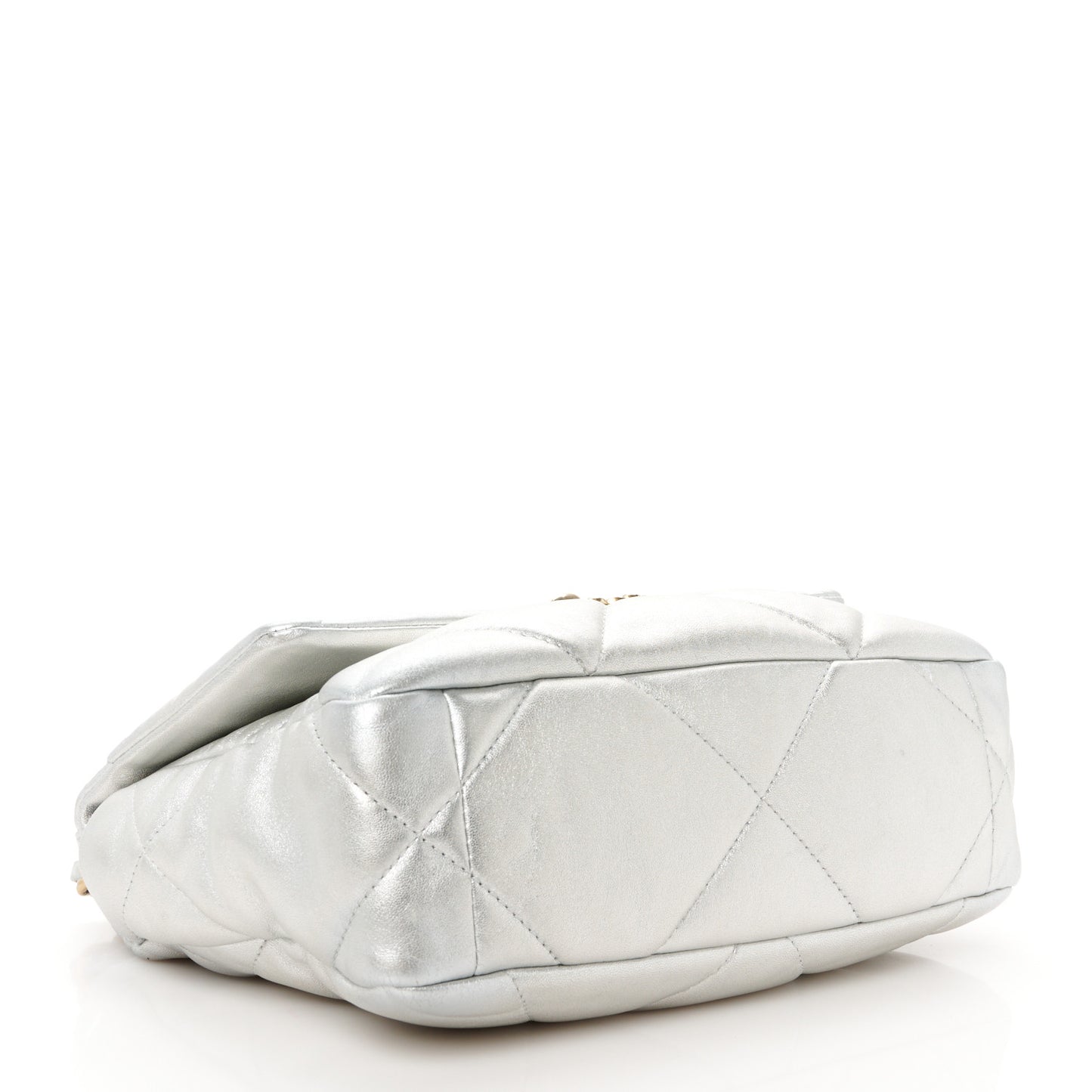 Metallic Lambskin Quilted Medium Chanel 19 Flap Silver