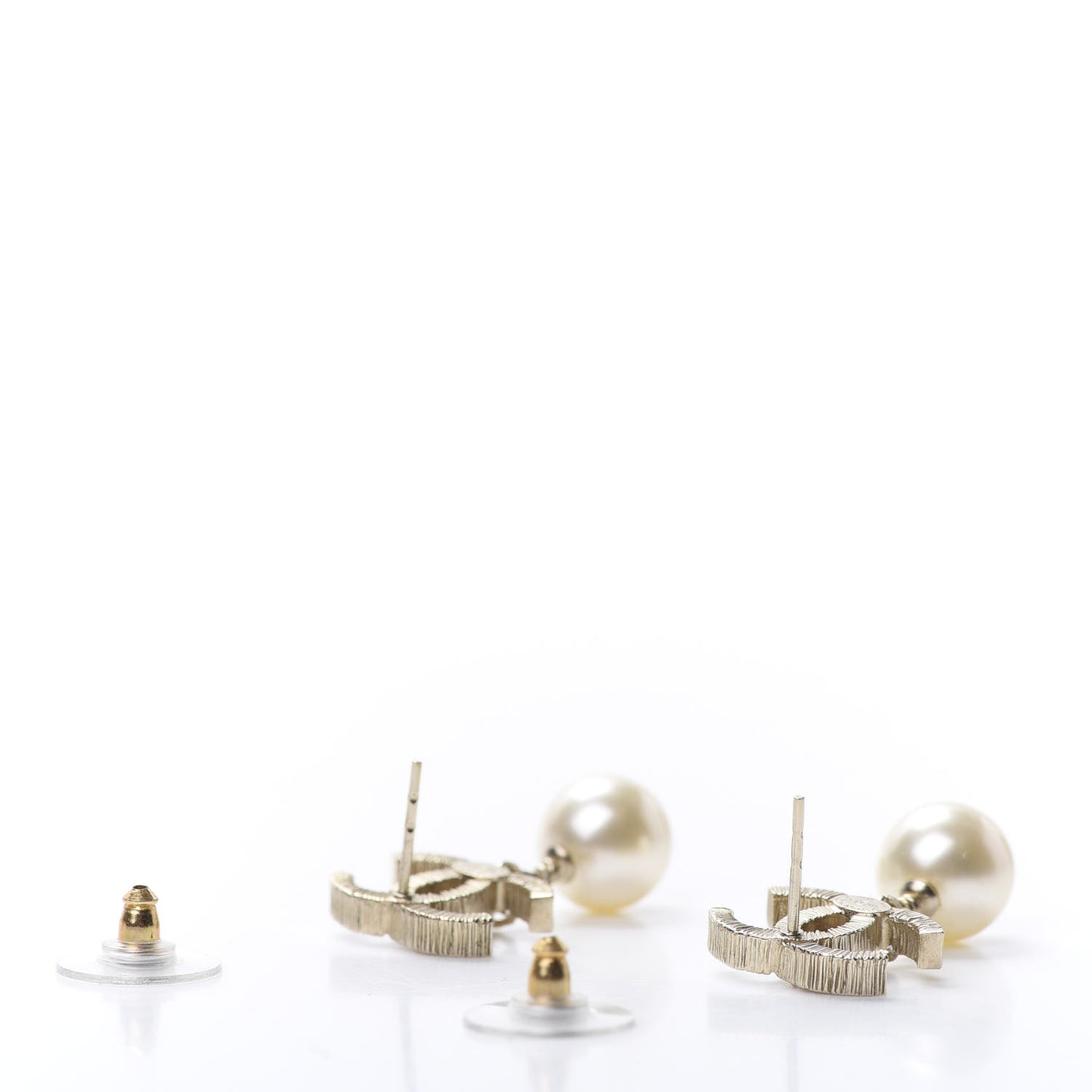 Crystal Pearl CC Drop Leaf Earrings Gold
