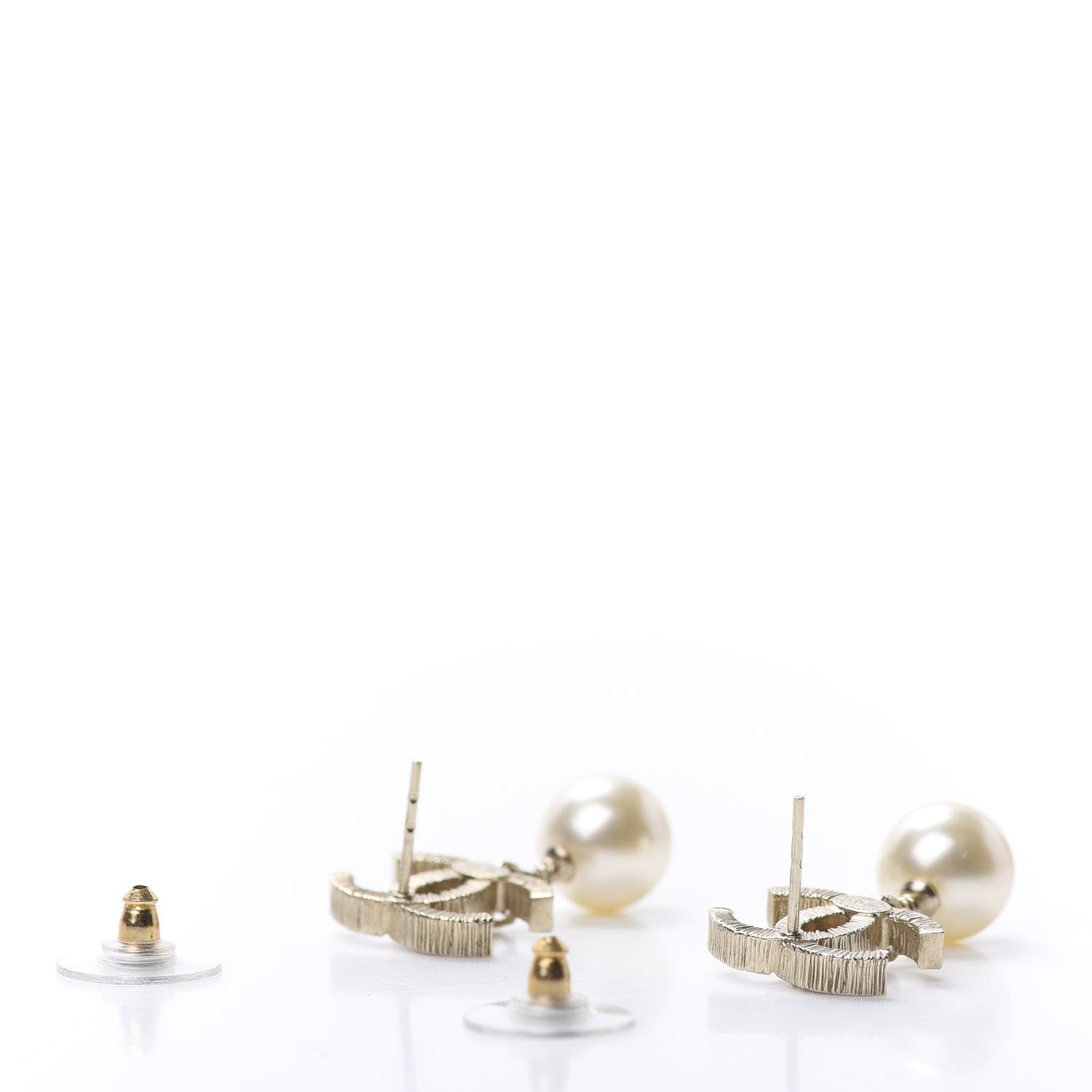 Chanel Crystal Pearl CC Drop Leaf Earrings Gold 3 of 5