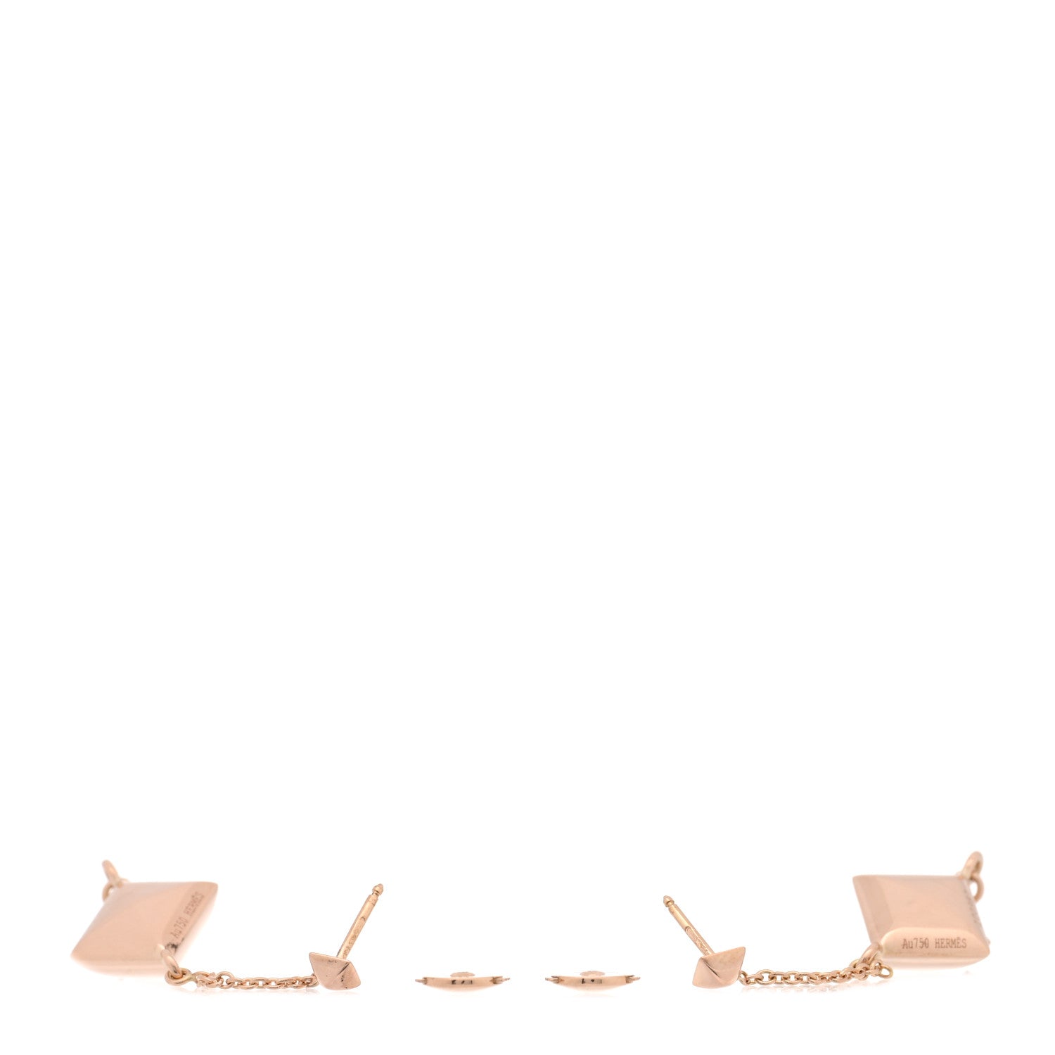 Hermes 18K Rose Gold Diamond PM Collier de Chien Rock Earrings 3 of 4