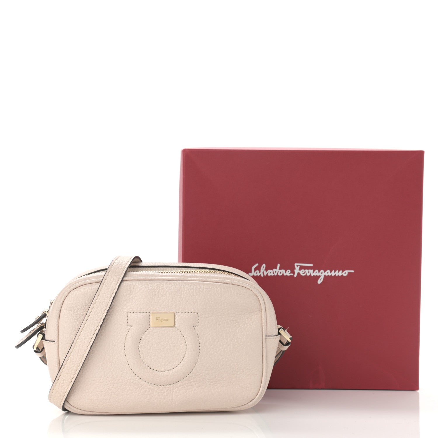 Salvatore Ferragamo Calfskin City Goncho Crossbody Camera Bag Ivory 16 of 16