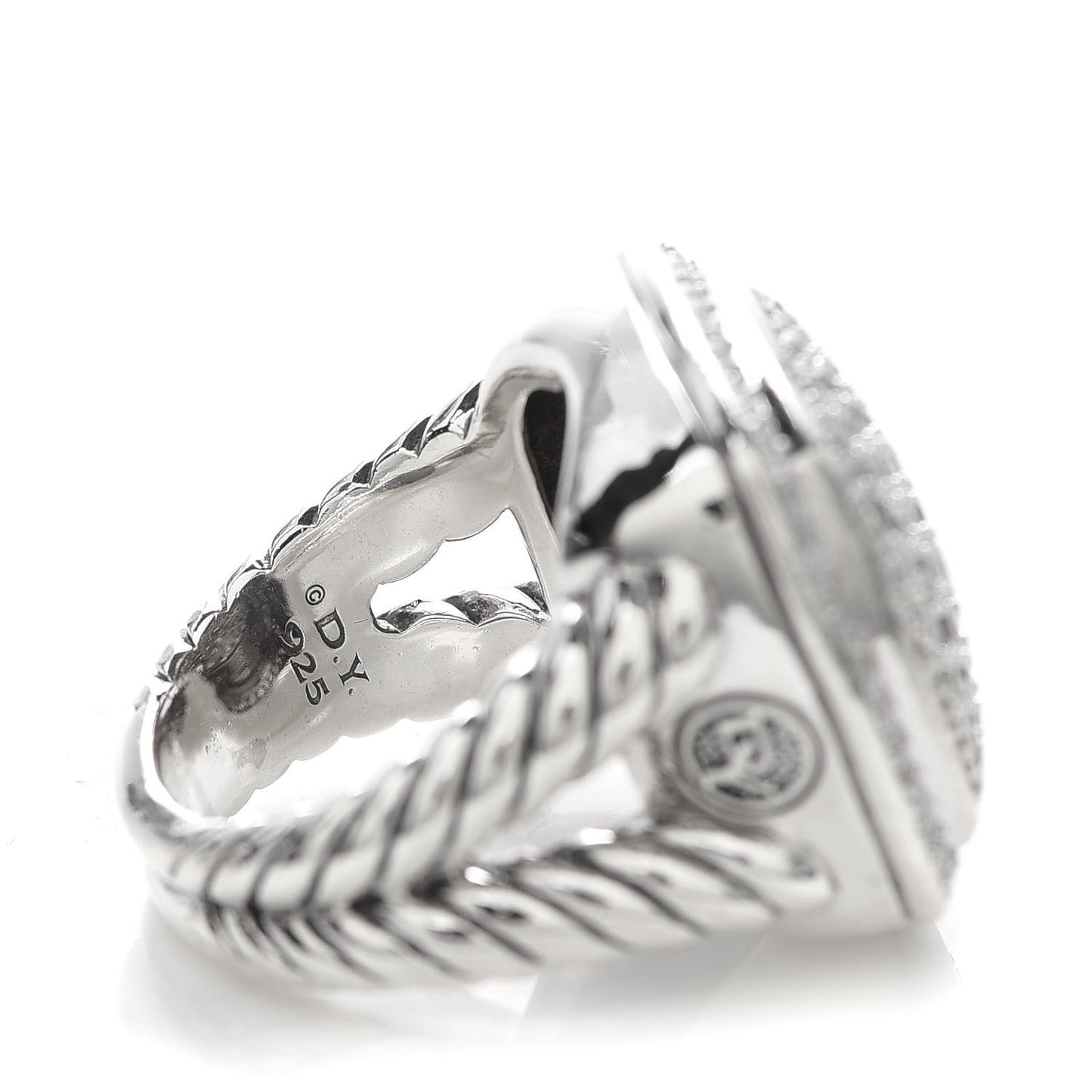 Sterling Silver Diamond 17mm Albion Pave Ring 54 6.75
