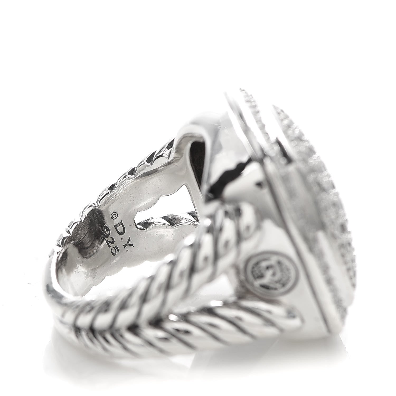 David Yurman Sterling Silver Diamond 17mm Albion Pave Ring 54 6.75 5 of 5