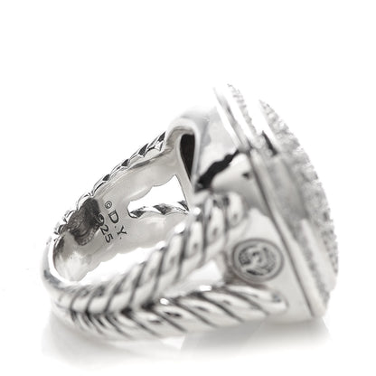 David Yurman Sterling Silver Diamond 17mm Albion Pave Ring 54 6.75 5 of 5