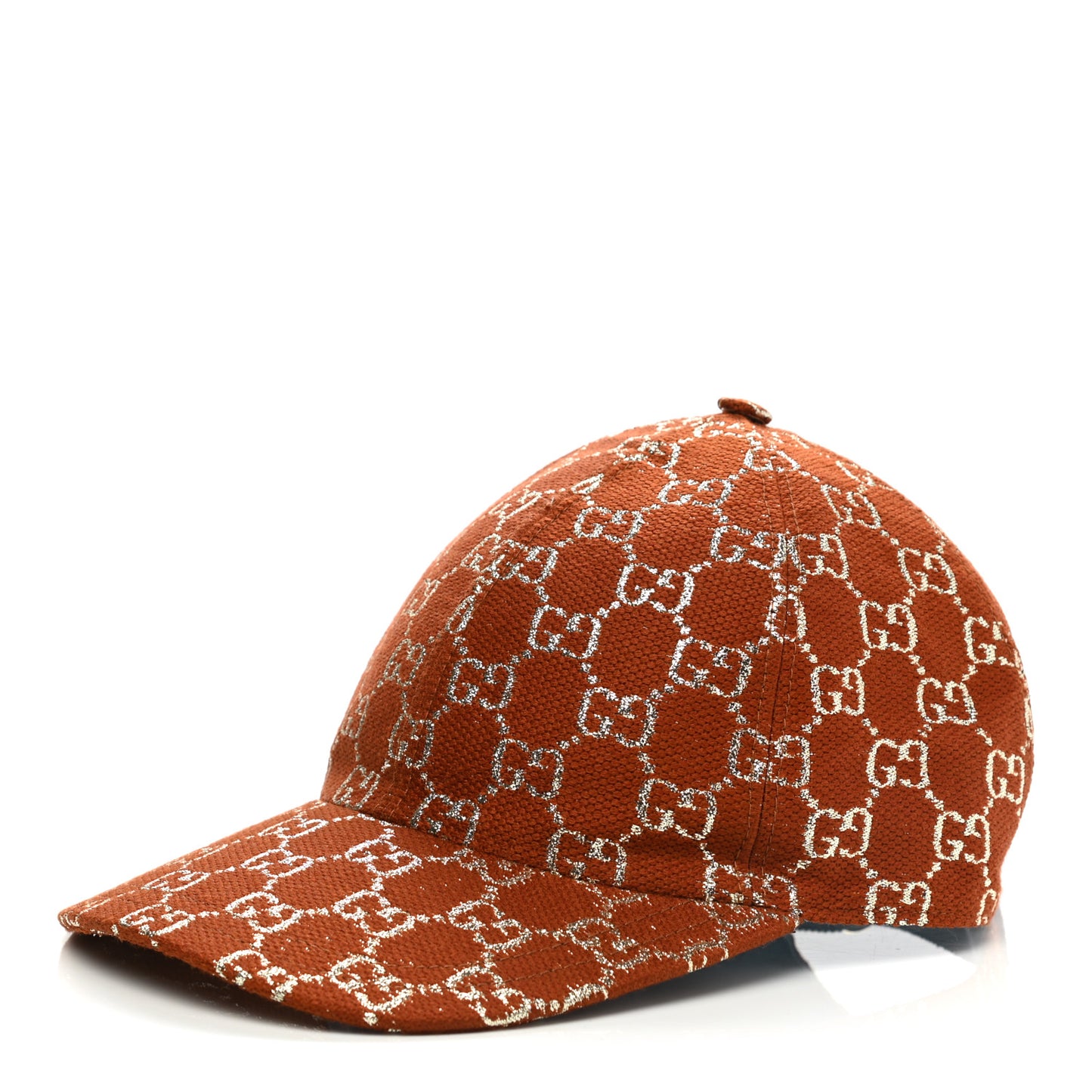 Canvas Lame GG Monogram Rush Baseball Hat S Burnt Orange Silver