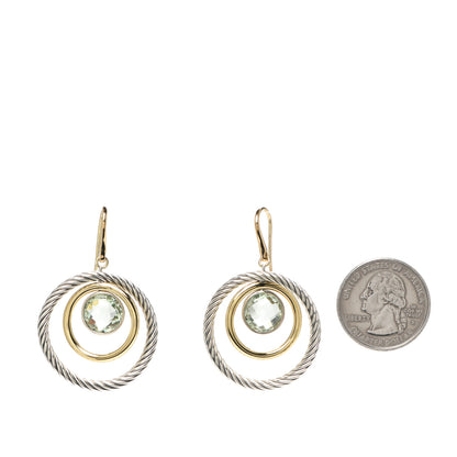 David Yurman 18K Yellow Gold Sterling Silver Prasiolite Mobile Earrings 2 of 5