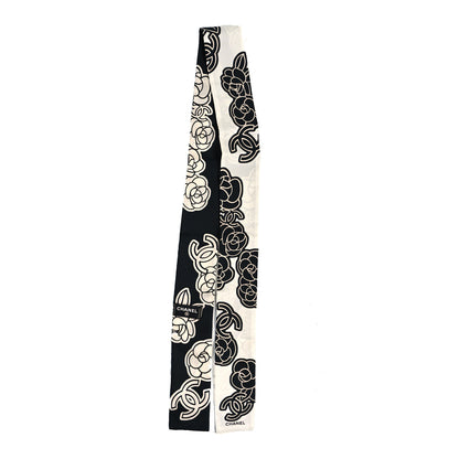 Chanel Silk CC Camellia Slim Bandeau Ecru Black 2 of 3
