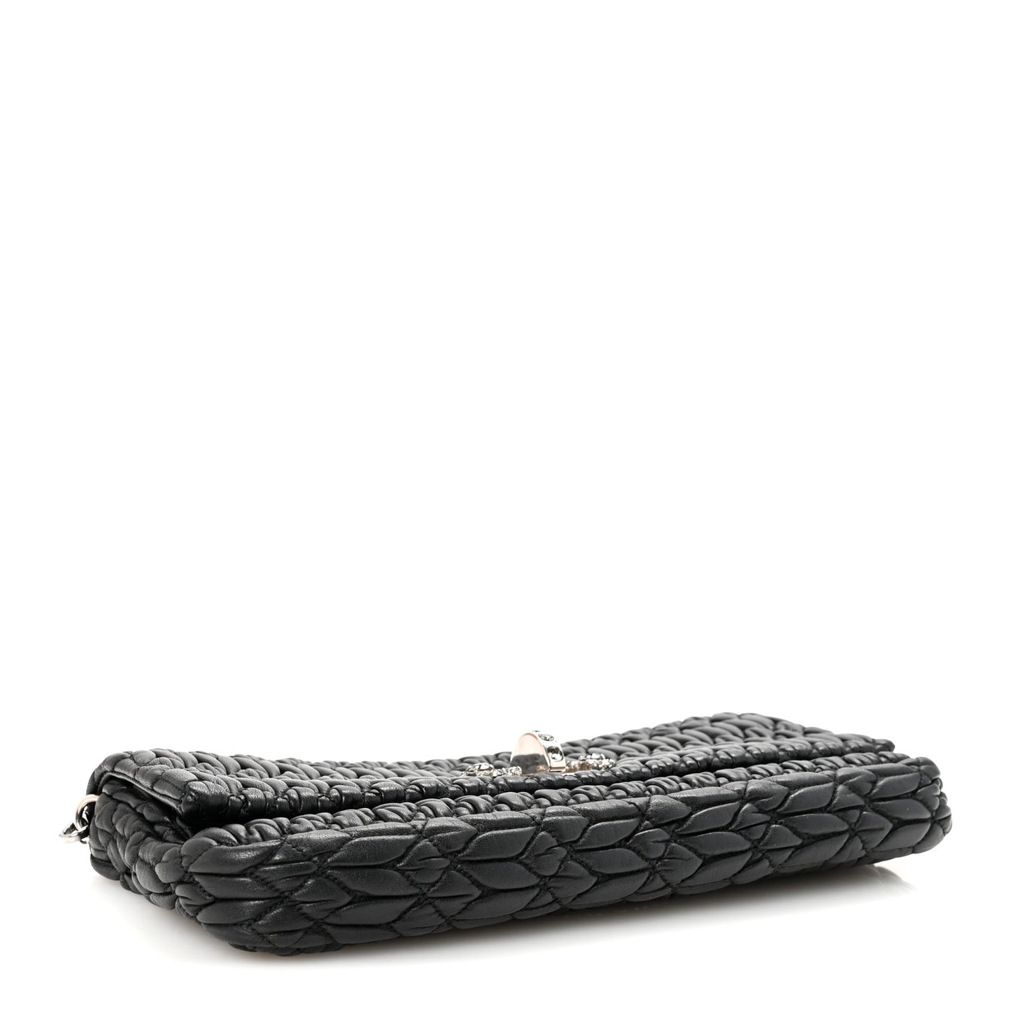 Nappa Matelasse Crystal Flap Clutch Black