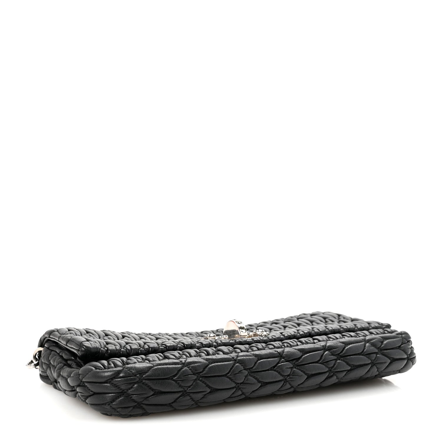 Miu Miu Nappa Matelasse Crystal Flap Clutch Black 4 of 9