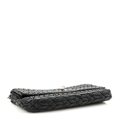 Miu Miu Nappa Matelasse Crystal Flap Clutch Black 4 of 9