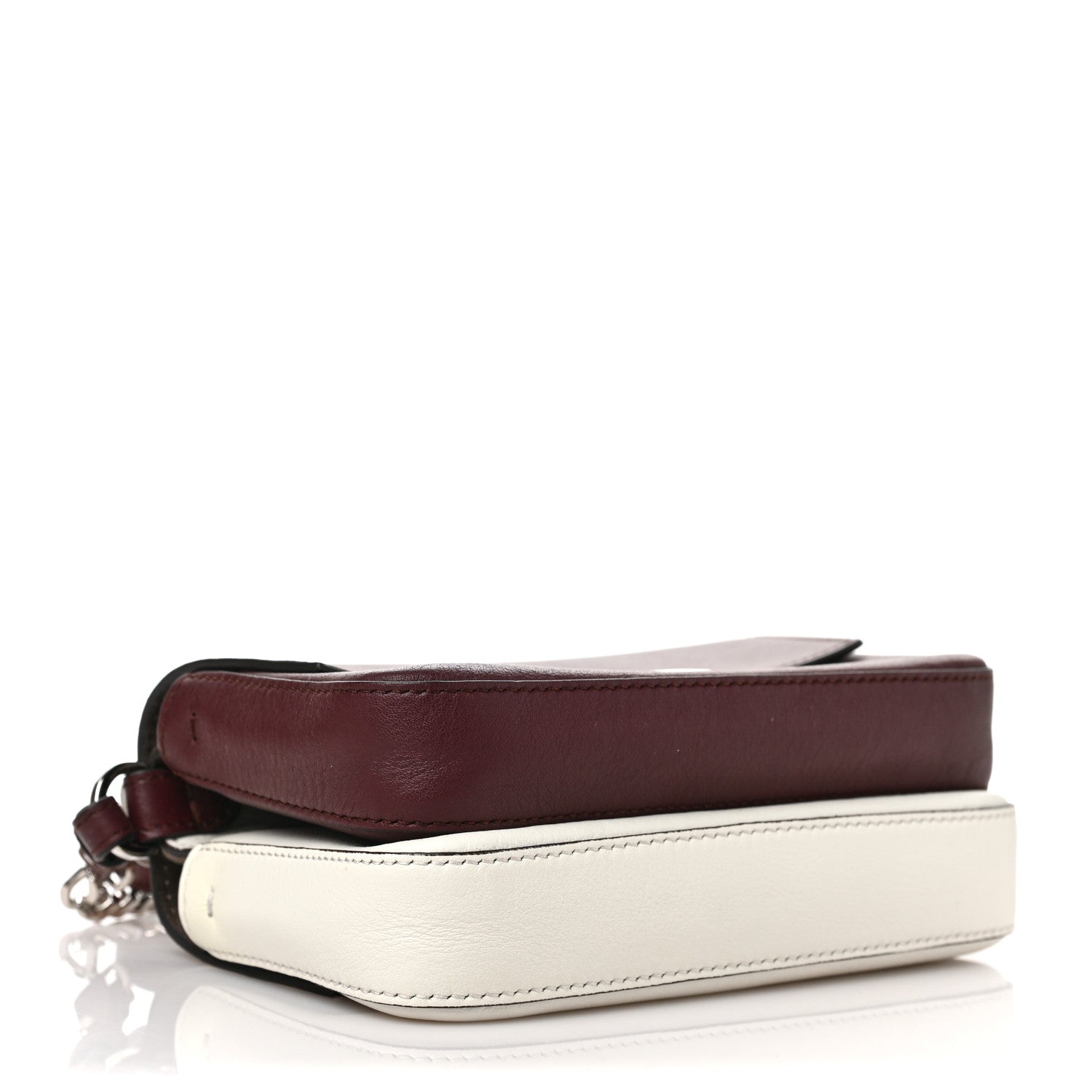 Fendi Vitello Dolce Flowerland Bi-Color Studded Micro Double Baguette Bordeaux White Ice 4 of 11