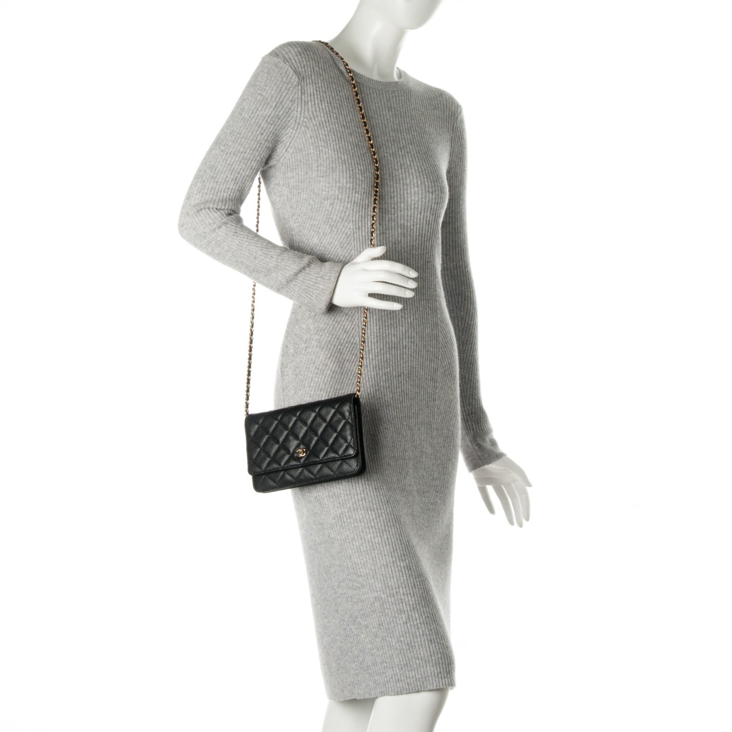 Caviar Quilted Wallet On Chain WOC Black