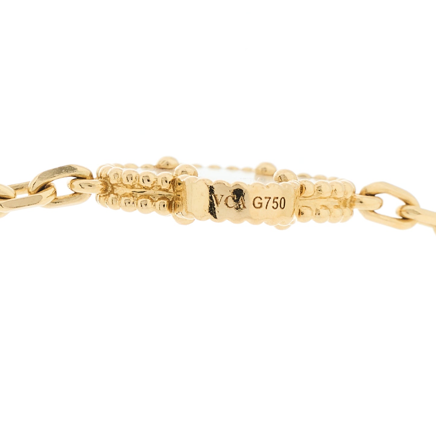 18K Yellow Gold Mother of Pearl 10 Motifs Vintage Alhambra Necklace