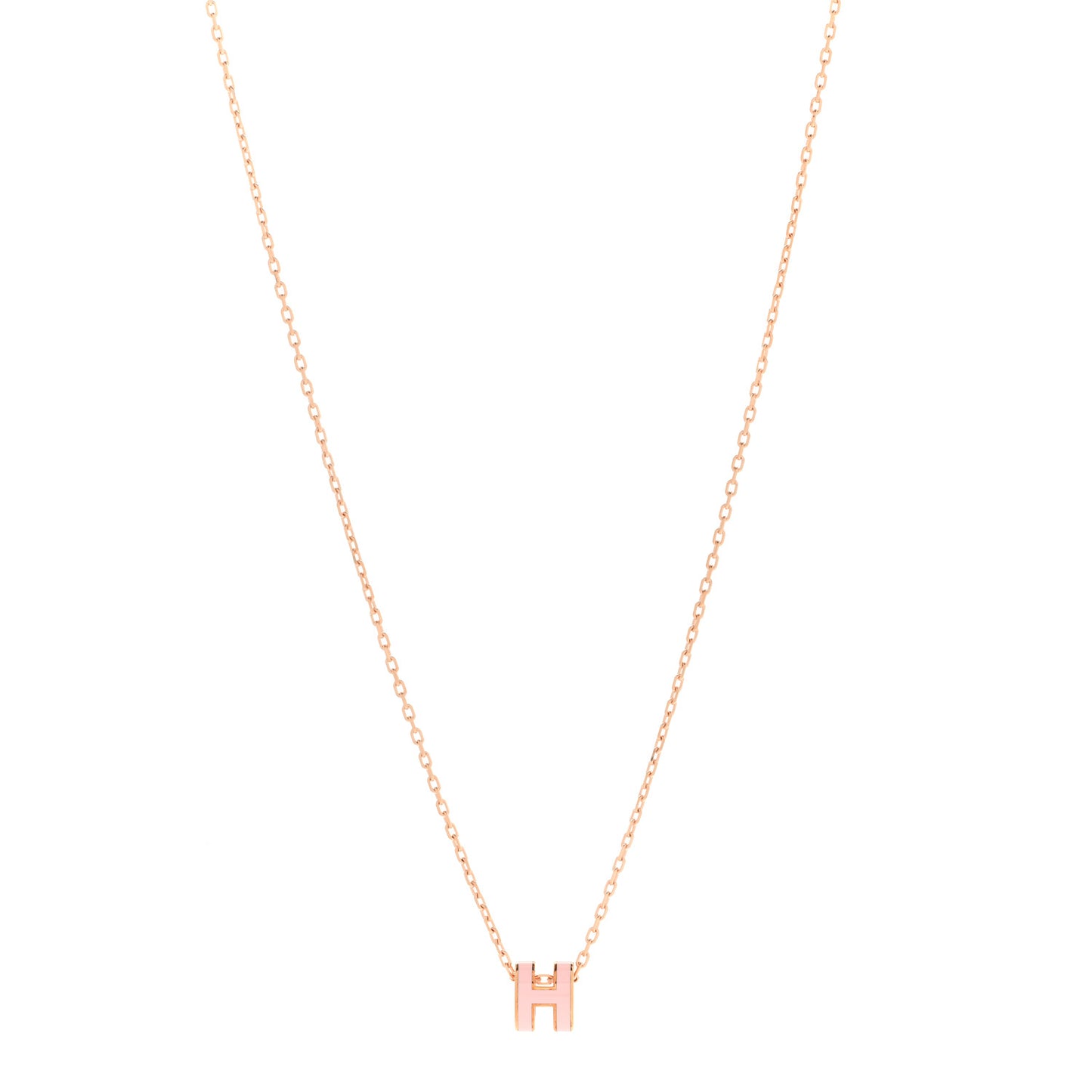Lacquered Rose Gold Mini Pop H Pendant Necklace Rose Dragee