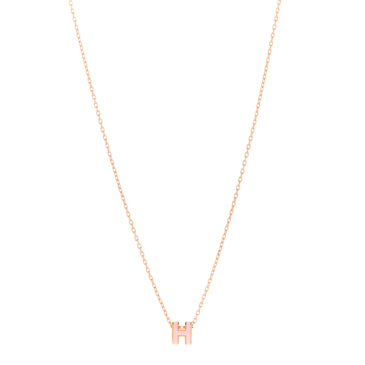 Hermes Lacquered Rose Gold Mini Pop H Pendant Necklace Rose Dragee 1 of 8