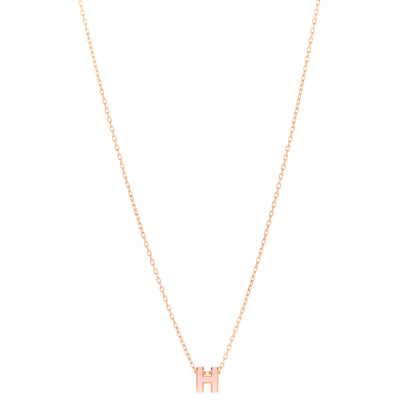 Hermes Lacquered Rose Gold Mini Pop H Pendant Necklace Rose Dragee 1 of 8