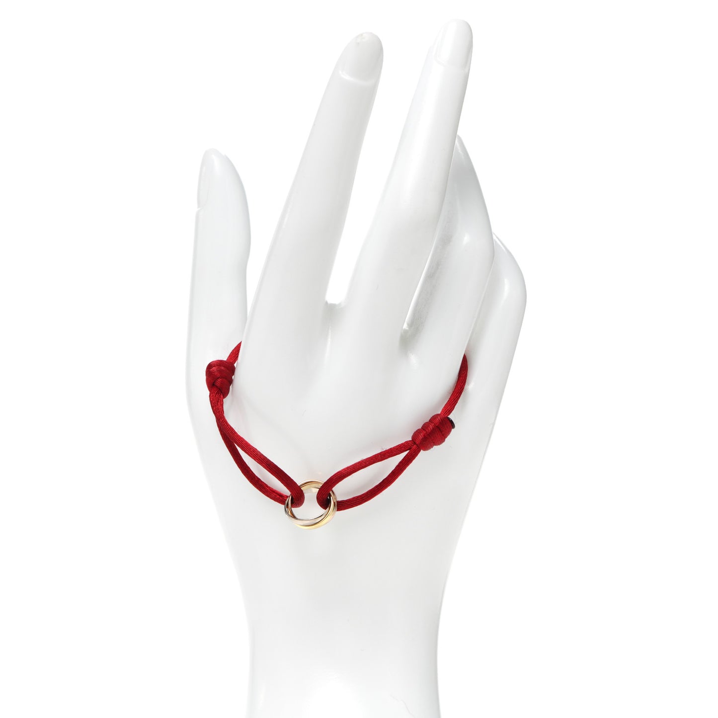 18K Pink Yellow White Gold Trinity Cord Bracelet Red