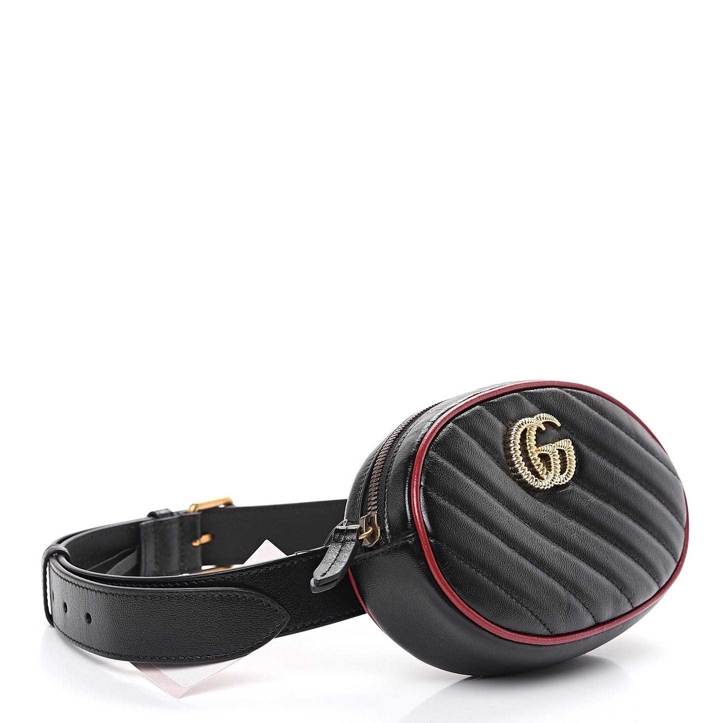 Azalea Calfskin Matelasse Diagonal Torchon GG Marmont Belt Bag 85 34 Black Romantic Cerise