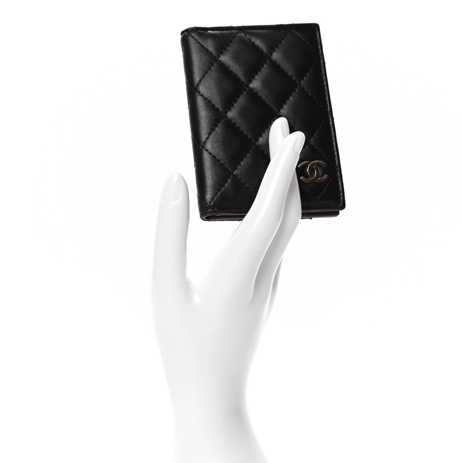 Chanel Lambskin Quilted Card Holder Wallet Black 2 of 8