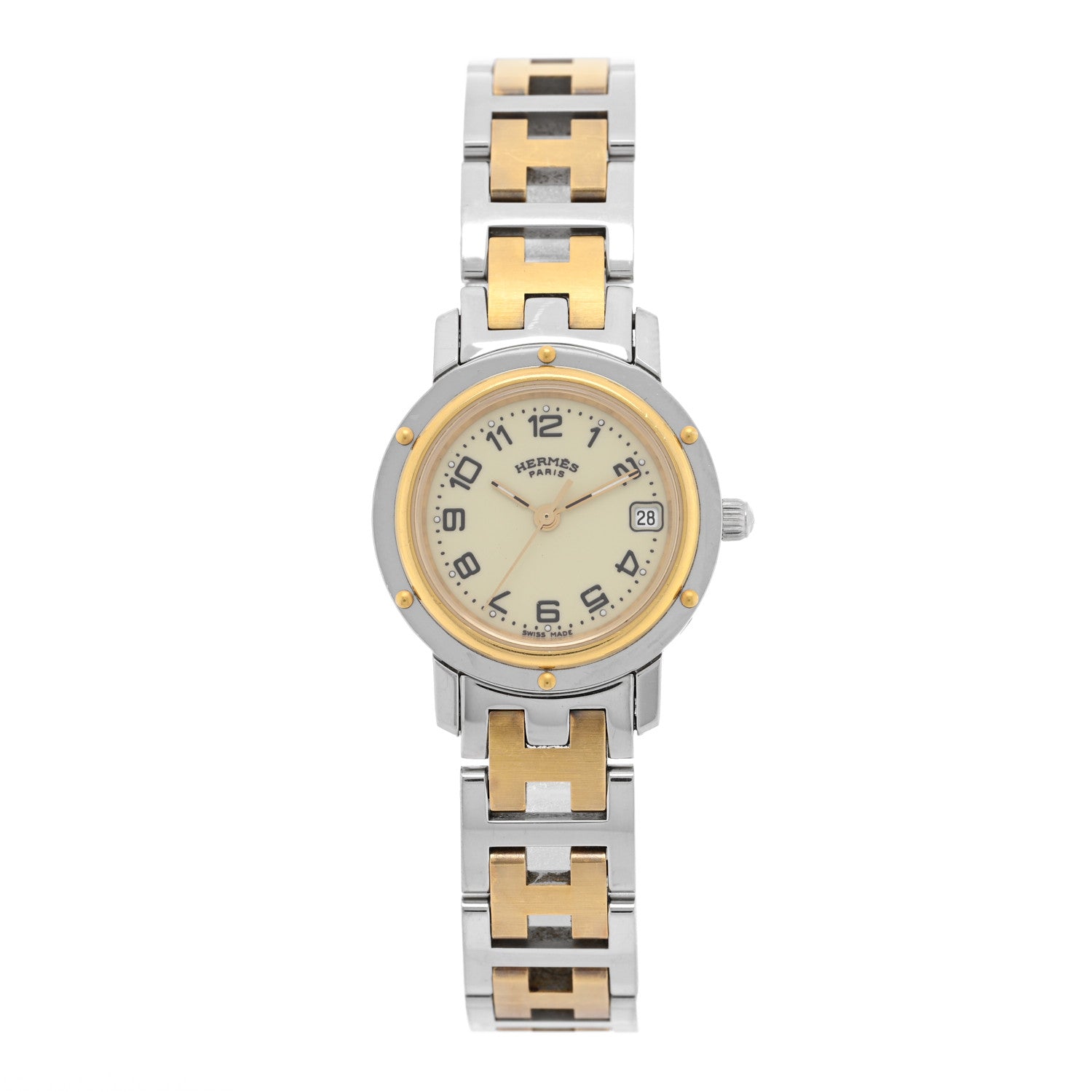 Hermes Stainless Steel 24mm Clipper Quartz Watch Gold 1 of 4