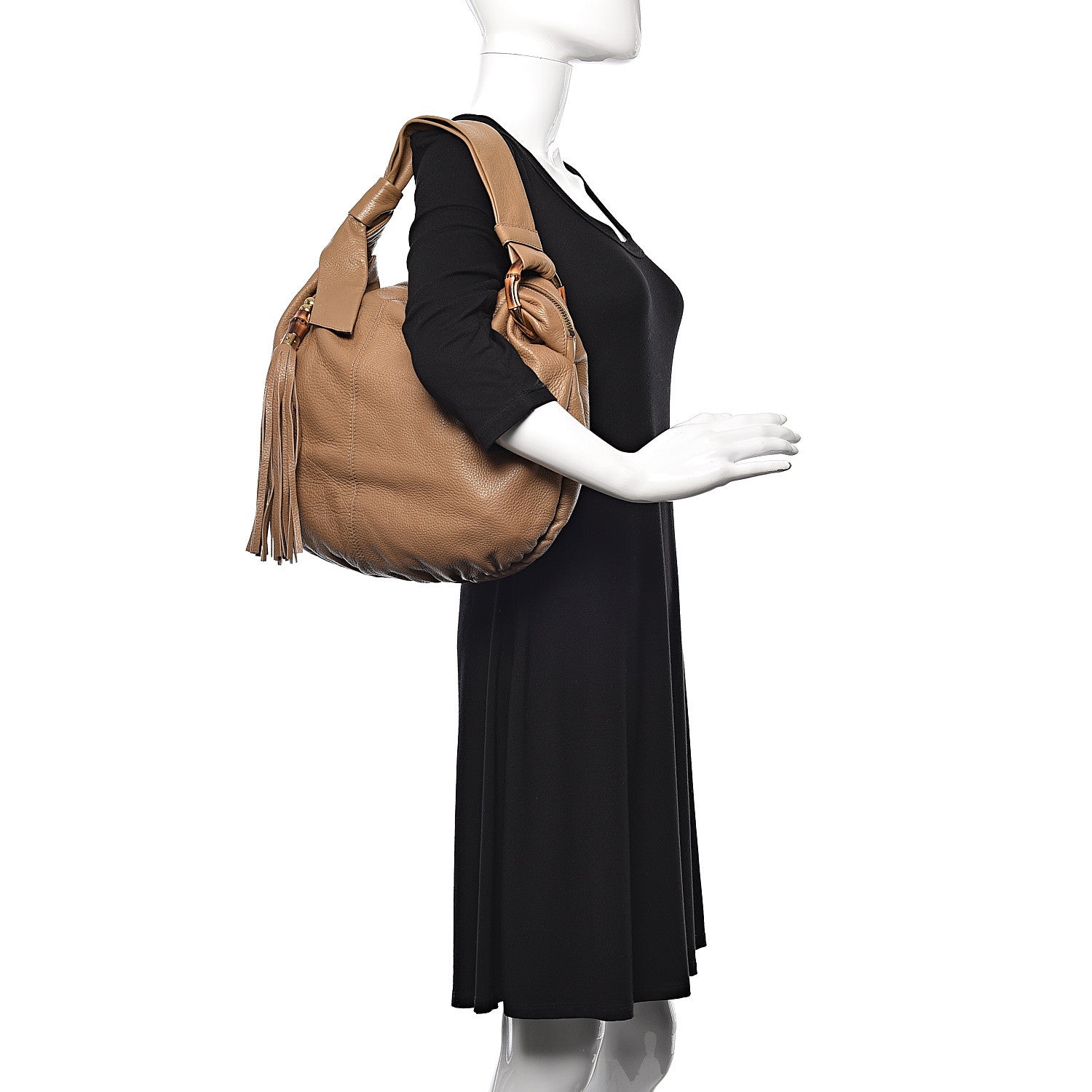 Gucci Pebbled Calfskin Medium Jungle Hobo Beige 2 of 11