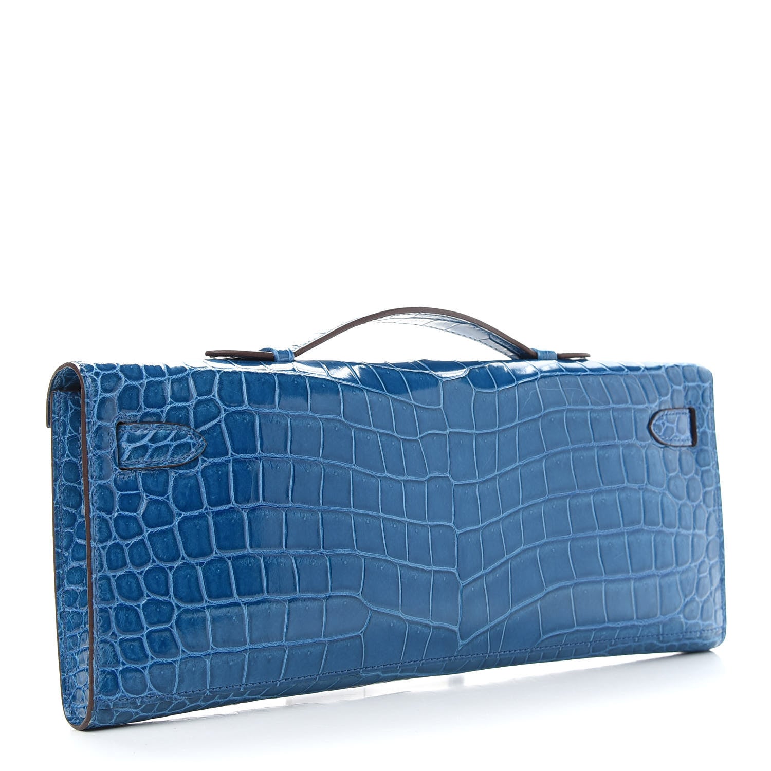Hermes Shiny Porosus Crocodile Kelly Cut Pochette Mykonos 3 of 9