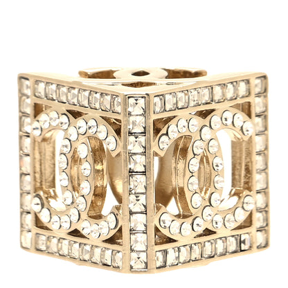 Chanel Metal Crystal CC Square Brooch Silver 1 of 3