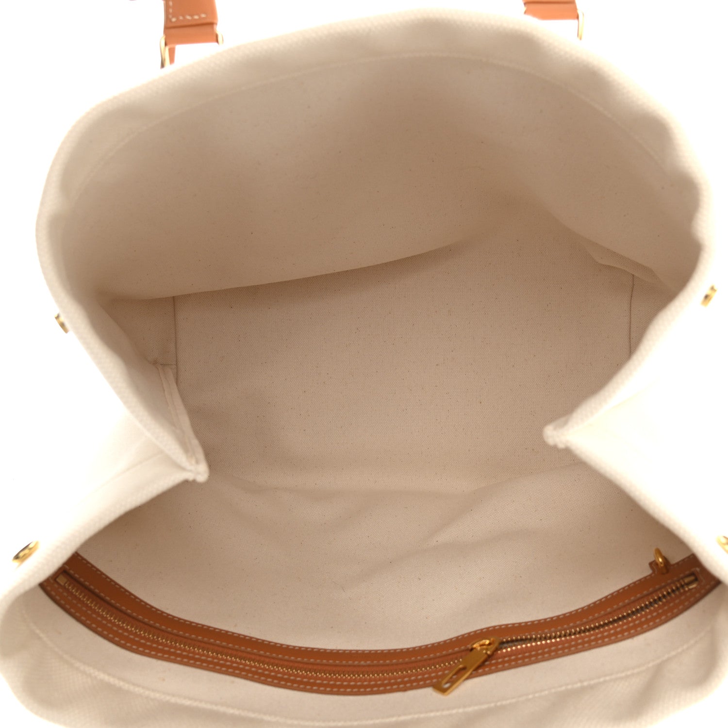 Celine Canvas Calfskin Horizontal Cabas Natural Tan 7 of 9
