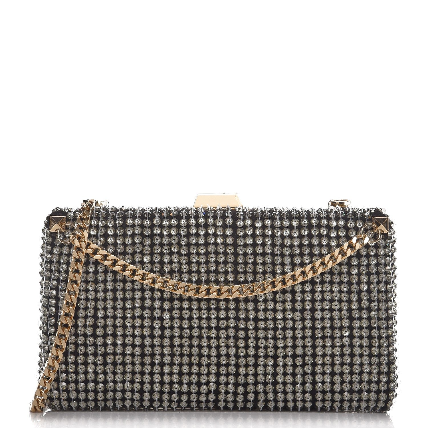 Valentino Garavani Nappa Crystal Embellished Secrets Minaudiere Clutch Black 1 of 7