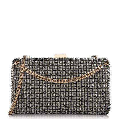 Valentino Garavani Nappa Crystal Embellished Secrets Minaudiere Clutch Black 1 of 7