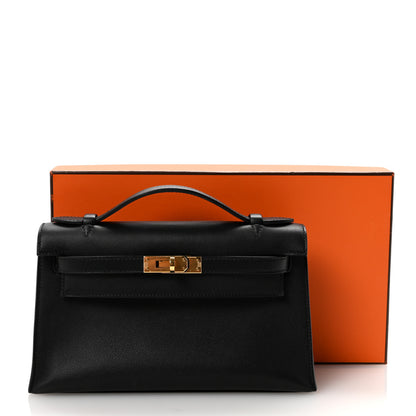 Hermes Swift Kelly Pochette Clutch Black 7 of 7
