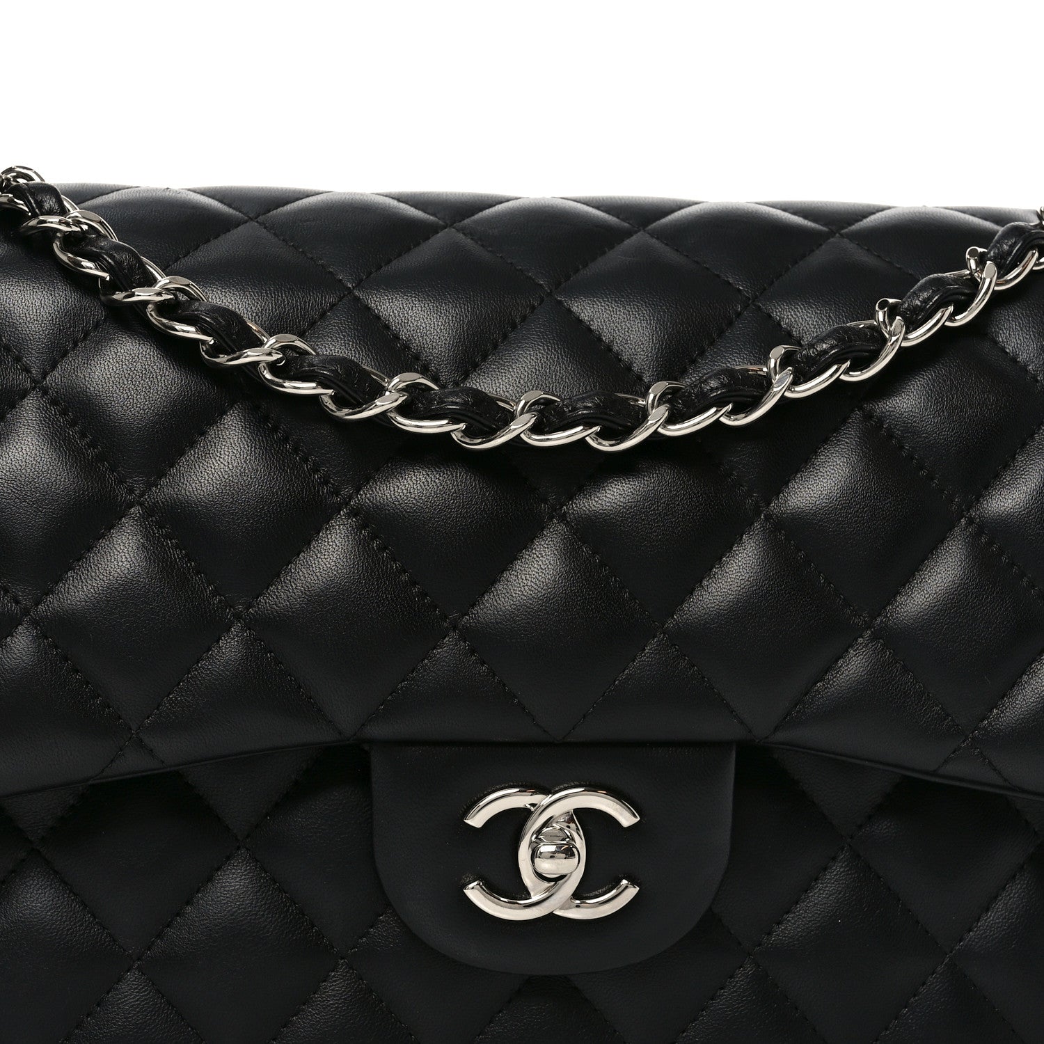 Chanel Lambskin Quilted Jumbo Double Flap Black 7 of 10