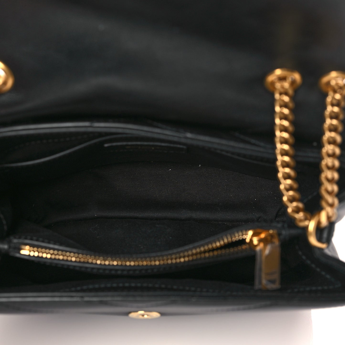 Calfskin Y Quilted Monogram Small Loulou Chain Satchel Black