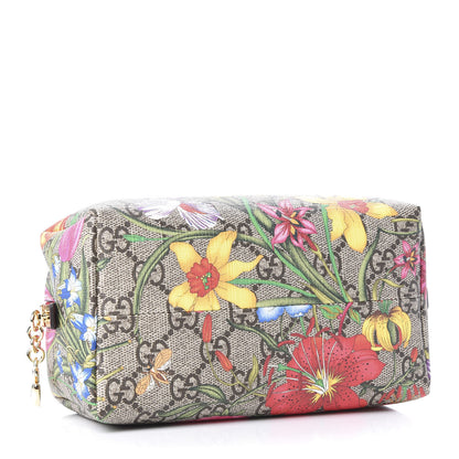 Gucci Soft GG Supreme Monogram Flora Calfskin Medium Ophidia Cosmetic Case Beige Ebony Multicolor Rosso 3 of 10