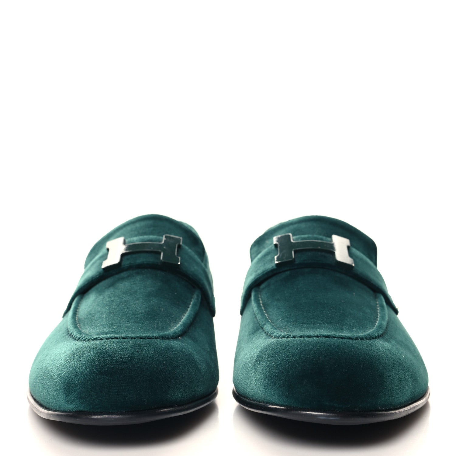 Hermes Velvet Mens Paris Loafers 43.5 Vert Fonce 3 of 9