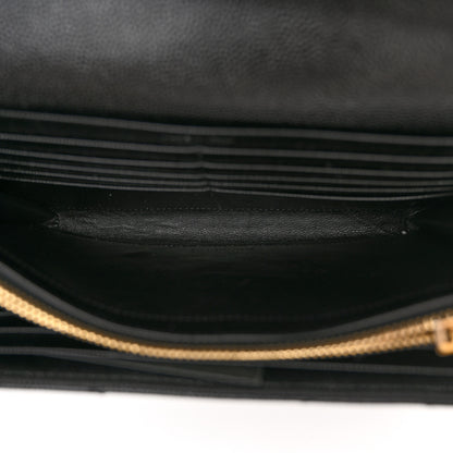 Saint Laurent Grain De Poudre Matelasse Chevron Monogram Chain Wallet Black 5 of 11