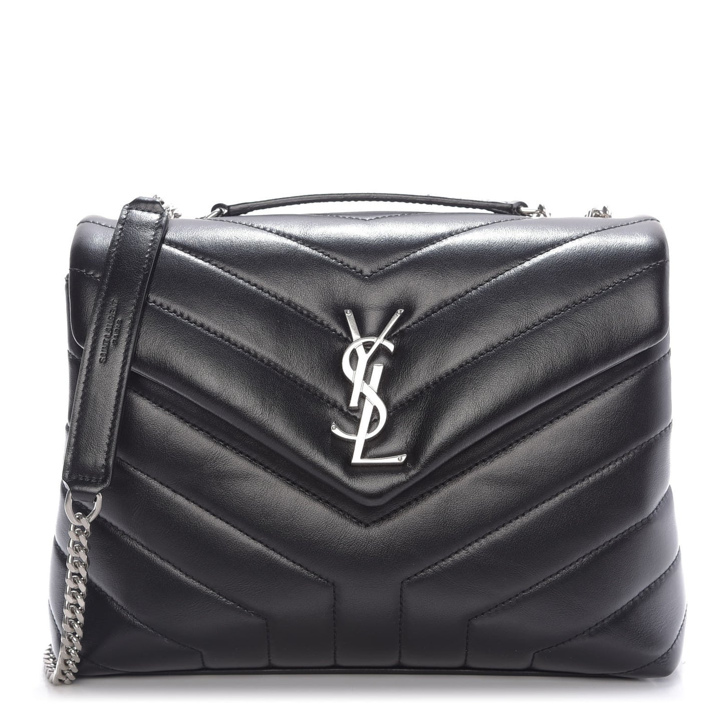 Calfskin Y Quilted Monogram Small Loulou Chain Satchel Black