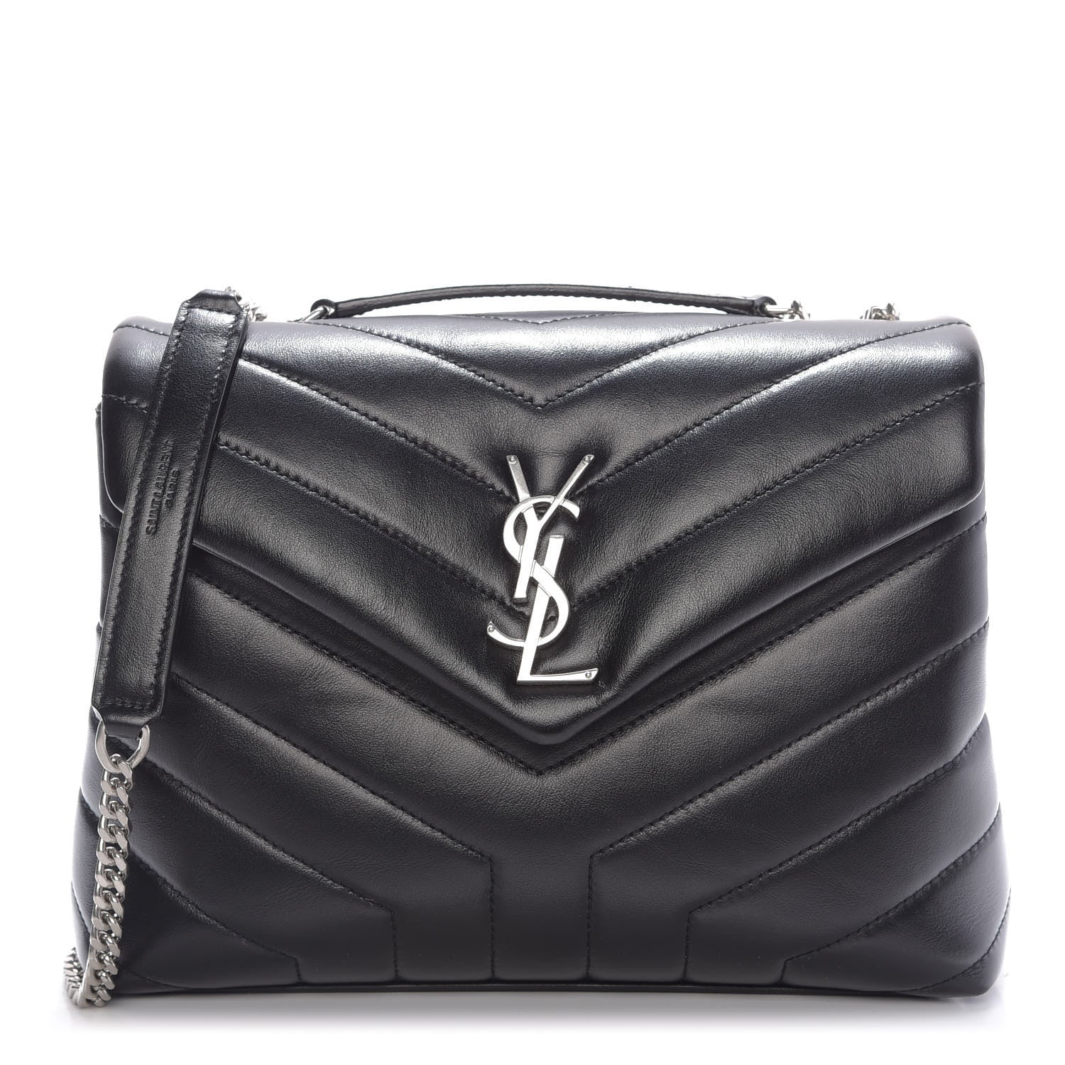 Saint Laurent Calfskin Y Quilted Monogram Small Loulou Chain Satchel Black 1 of 11