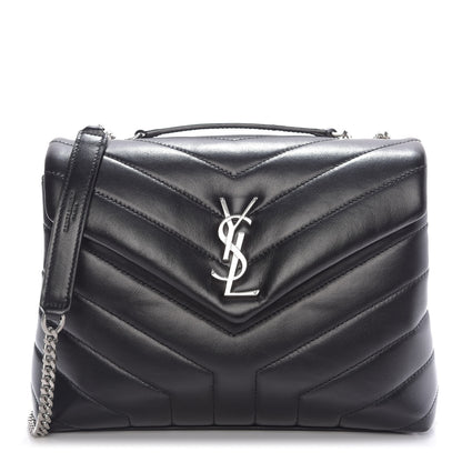 Saint Laurent Calfskin Y Quilted Monogram Small Loulou Chain Satchel Black 1 of 11