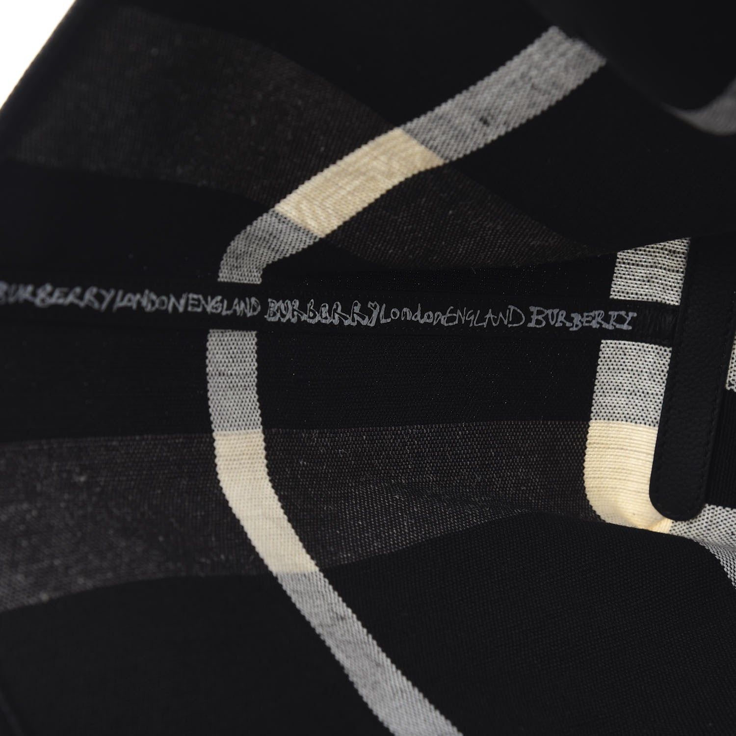 Burberry Coated Canvas Mega Check Medium Doodle Tote Black White 9 of 12