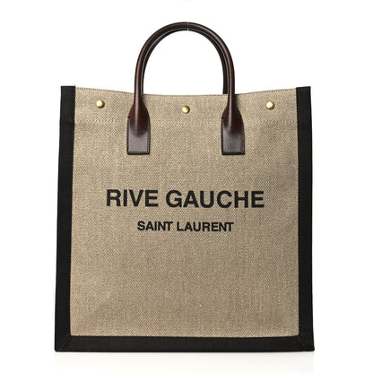 Saint Laurent Linen Calfskin Rive Gauche North South Tote Natural 1 of 10