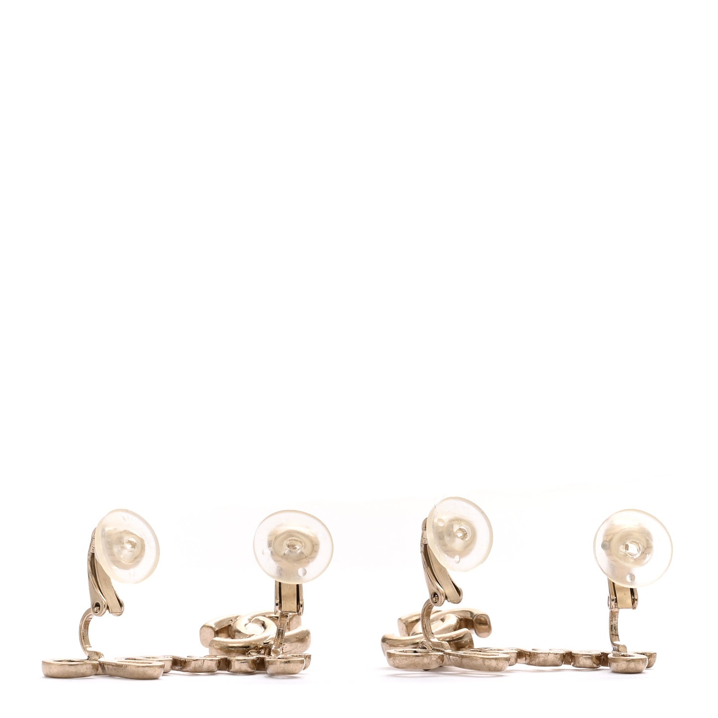 Metal CC Turnlock Climber Clip On Earrings Gold