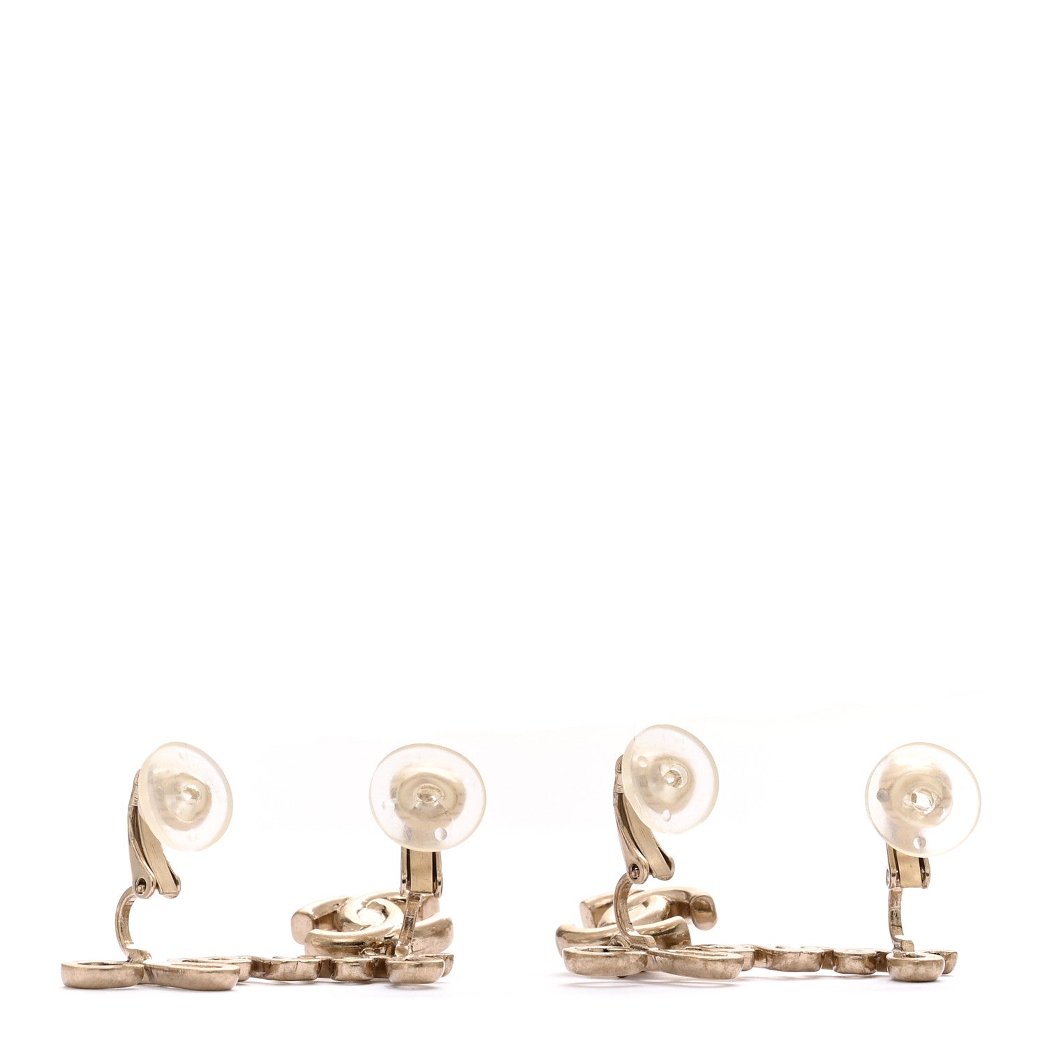 Chanel Metal CC Turnlock Climber Clip On Earrings Gold 3 of 4
