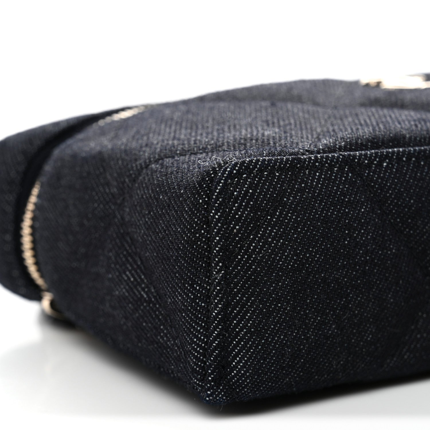 Chanel Denim Quilted Top Handle Slim Vanity Case With Chain Dark Blue 9 of 10