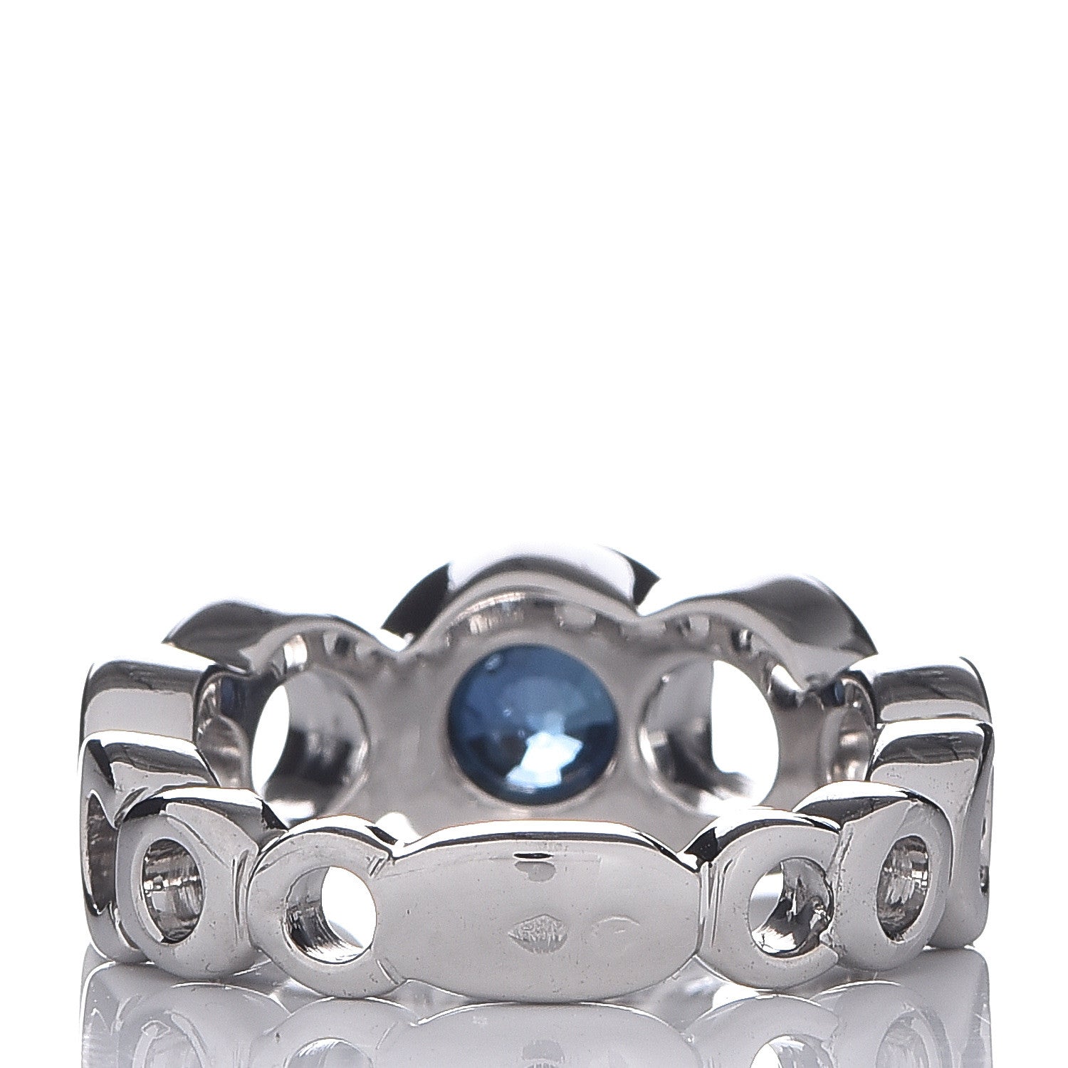 Chanel 18K White Gold Blue Sapphire Coco Ring 49 4.75 4 of 5