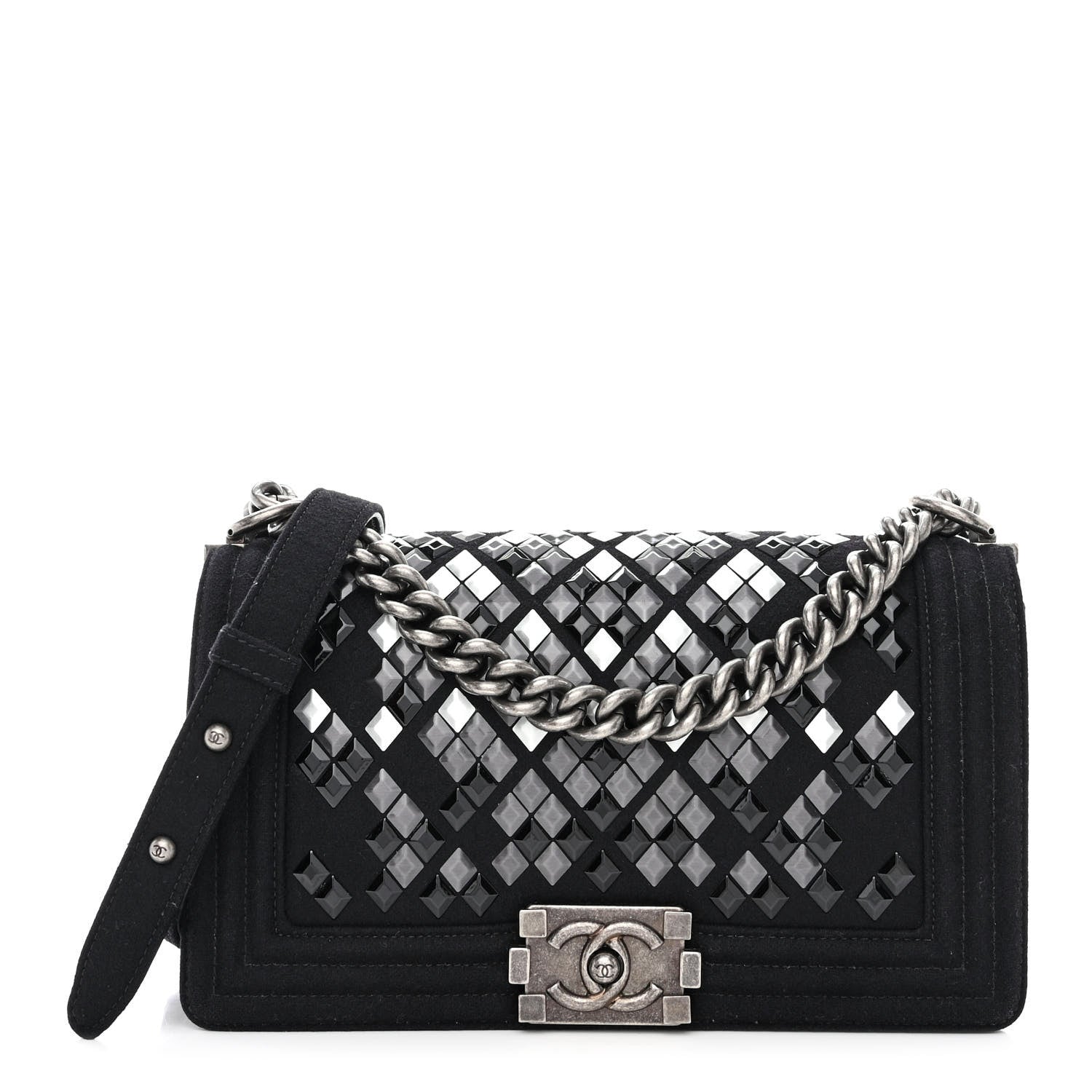 Chanel Wool Lambskin Embroidered Mosaic Medium Boy Flap Black 1 of 10