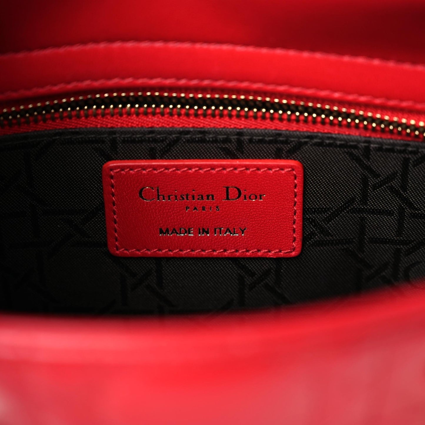 Lambskin Cannage Small Lucky Badges Lady Dior Red