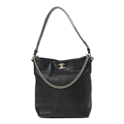 Chanel Calfskin Stitched Over & Over Hobo Black 1 of 9