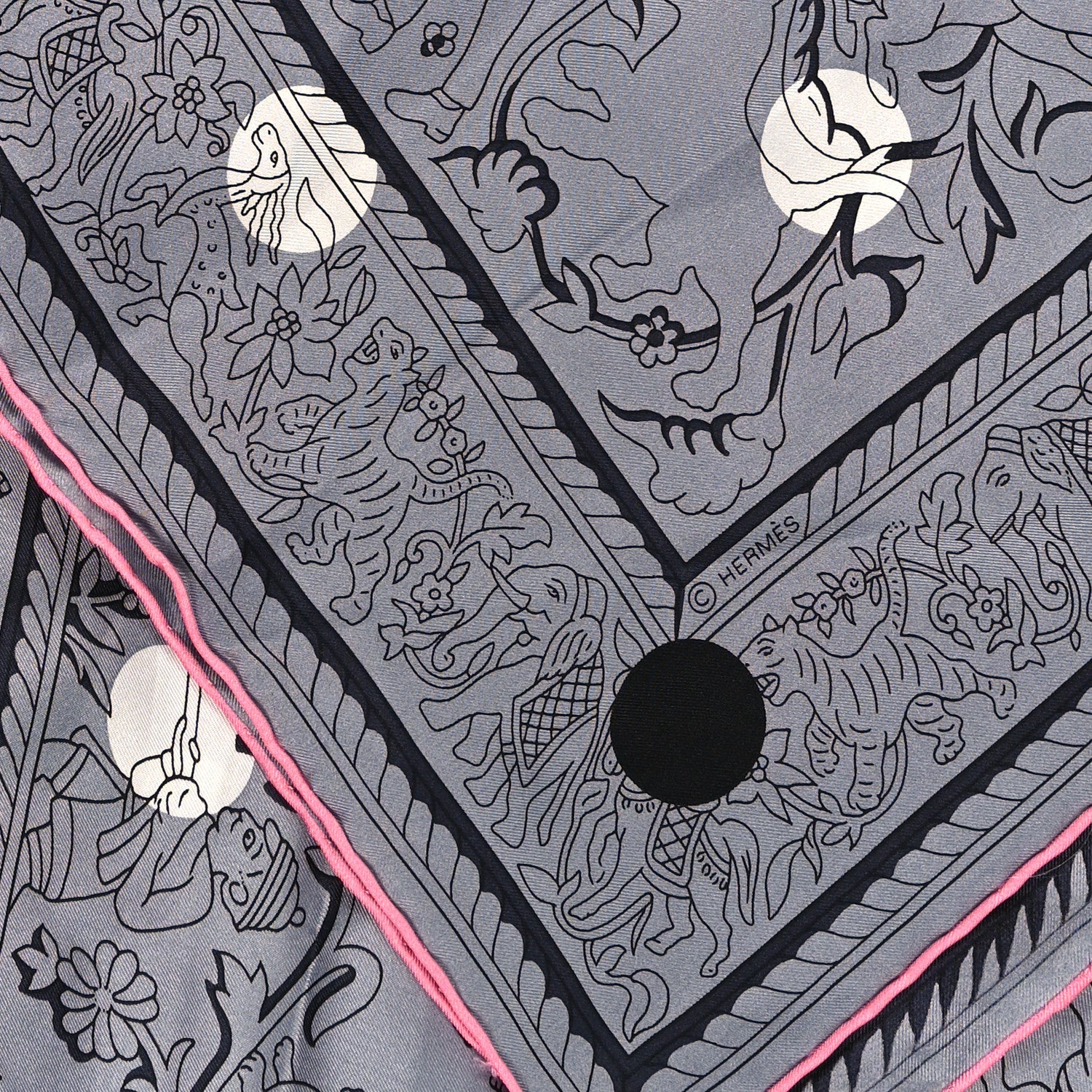 Hermes Silk Chasse Aux Pois Shawl 140 3 of 3