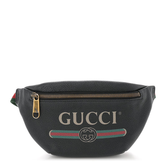 Grained Calfskin Small Logo Belt Bag Black